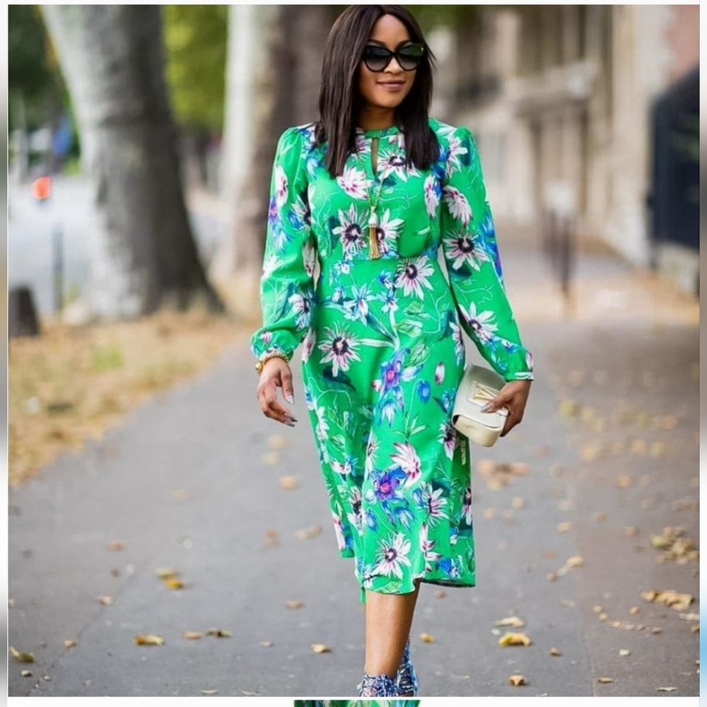 H&M Fit and Flare Vibrant Floral Midi Dress, Size 6 - Picture 1 of 10